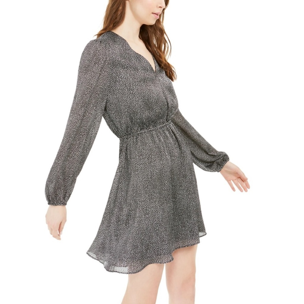 Leyden Black Printed V-Neck Dress